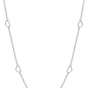 555Jewelry Womens Stainless Steel Mini Multi Heart Love Dainty Chain Necklace